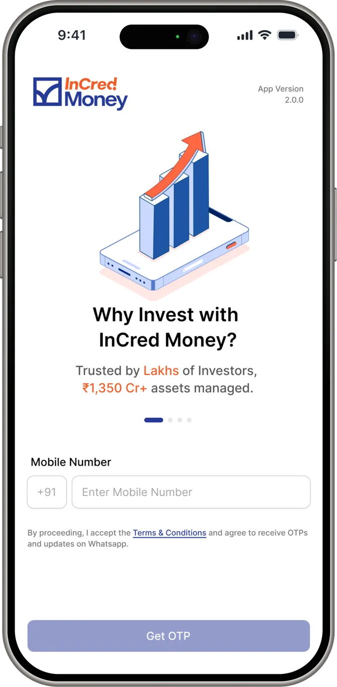 InCred Money app onboarding screen: Why Invest with InCred Money?